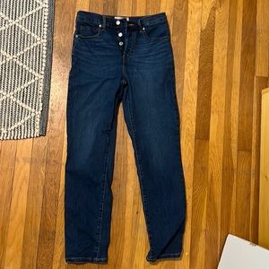 Everlane high rise slim straight button skinny jeans